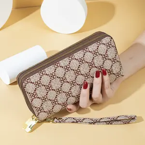 Clover Printed Large Capacity hand Bag European and American Style Popular Double Zipper Double Layer Wallet Mobile Phone Purse