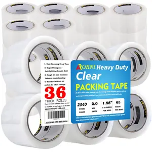 Packing Tape Heavy Duty Refill 36 Rolls Sealing  for Packing Box Shipping and Moving Supplies Packaging 1.88" x 65 Yards 3" Core 2.0 Mil Thick Adhesive