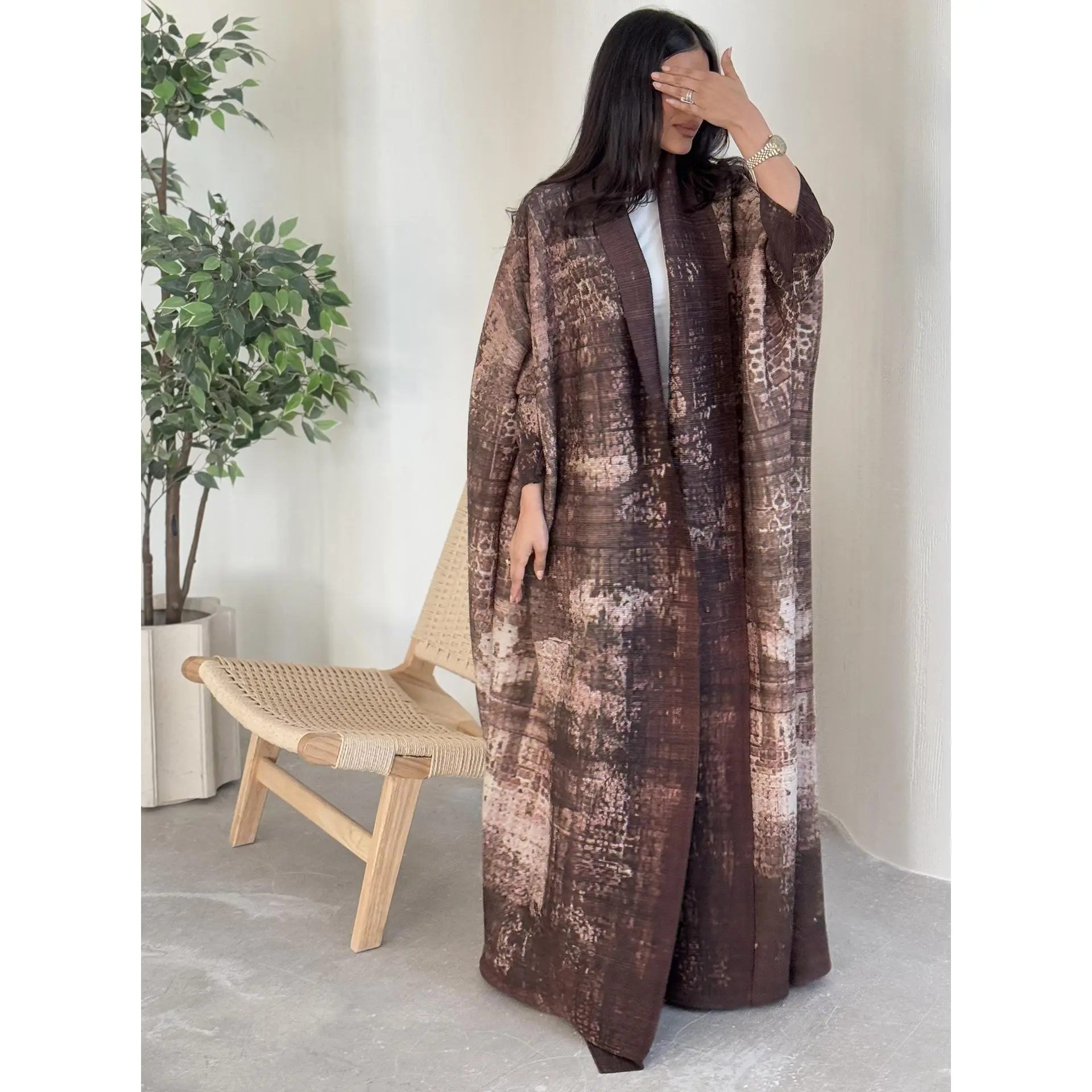 Women's Abaya Robe National Ethnic Style Printed Woven Pleated Long Cape Coat 2025 Autumn Winter New Women's Large Lapel Lace-up Cardigan Top Women's Abaya Robe National Ethnic Style Printed Woven Pleated Long Cape Coat 2025 Autumn Winter New Women's Large Lapel Lace-up Cardigan Top