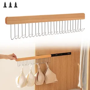 12 Hooks Pull Out Clothes Hanger - Retractable Wall-Mounted Closet Valet Rod,Space-Saving Organizer tool for Home,Bedroom,Wardrobe,for Tie Belt Coat Storage