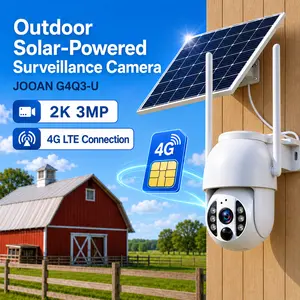 JOOAN 2K 3MP solar security camera: no need  wiring, 355° rotation/90° tilt adjustment, color night vision function, intelligent human detection function, IP66 waterproof rating, suitable  outdoor use. for