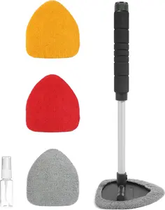 Windshield Cleaner Inside, Window Cleaner, Cleanser Brush, Accessories  Cleaning Supplies Tools, Cleaning Kit with Extendable Handle,Microfiber Cloth,Spray Bottle,Fits All
