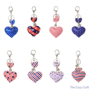 Patriotic Heart Keychain Bag Charm, 4th Of July Cute American Flag Love‑Shaped Pendant, Stylish Minimalist Bag Accessory, Trendy Independence Day Jewelry Gift for Daily Outfit & Holiday Party Decor summerwins