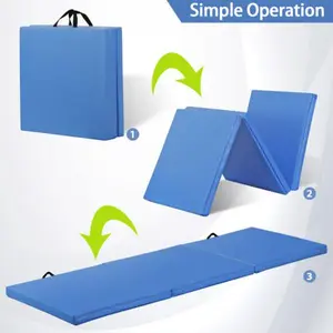 Answer E 2" Thick Folding Mat Gym Exercise Mat Tri-fold Tumbling Mat Gymnastics Mat Blue