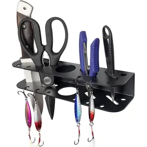Black Fishing Tool Holder for Boat, Fishing Tool Organizer, Fishing Boat Accessories Holder for Pliers, Knives and Lures Storage