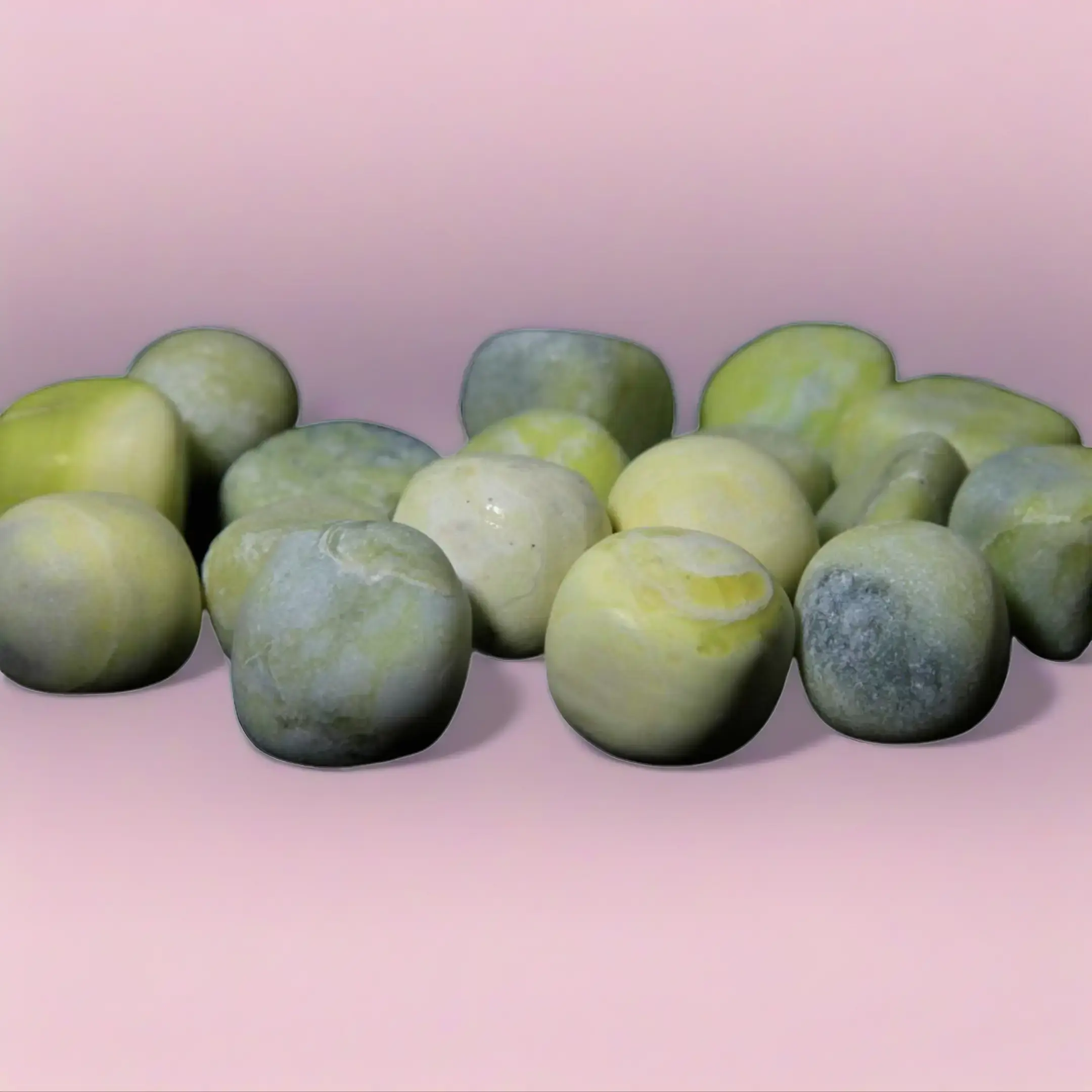 Serpentine Tumbled Stones 1lb – Natural Green Crystal Gemstones | Polished Medium Size Stones for Home Decor, Collection & Craft Use
