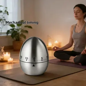 Egg-Shaped Stainless Steel Kitchen Timer, Mechanical Desktop Countdown Clock, Learning Reminder, Ideal for Cooking, Studying, Training, Exams
