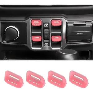 Window switch button cover trim interior accessories fit for 2018-2025 Jeep Wrangler JL JLU & Gladiator JT (pink)