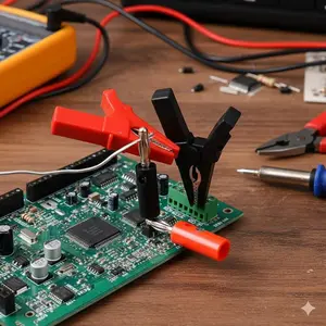 Professional Crocodile Clip Test Set with 55mm Spring Metal Clips, Banana Plug Connectors, High Conductivity Copper Alligator clips, insulated Multimeter probes for Diy electronics and Circuit Repair