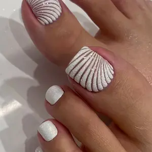 24PCS Shimmering Shell-Pattern Press-On Fake Toenails / Toenail / Toenail Art Stickers