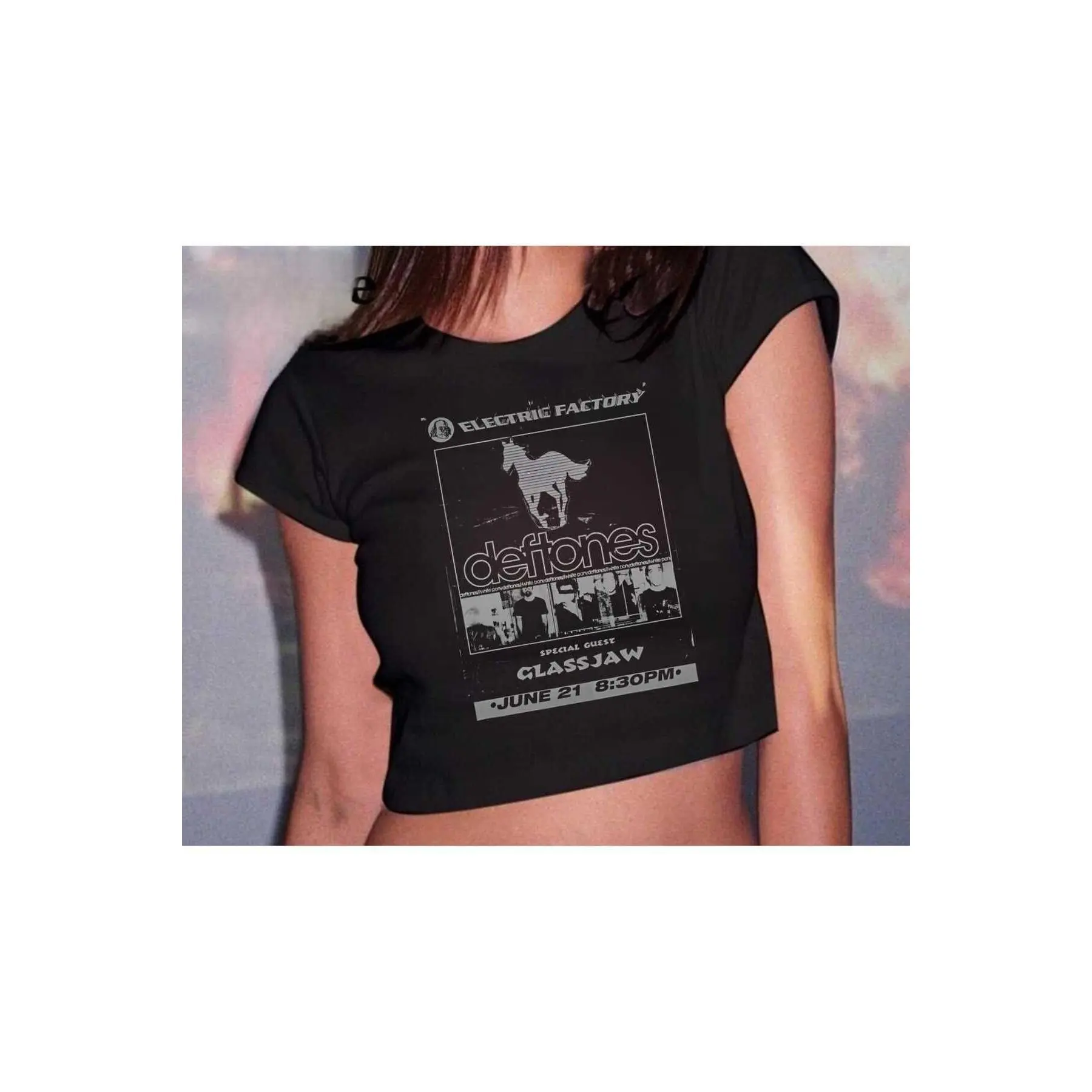 Deftones Concert Tour Crop Tee, Baby Tee, Y2k Top Women Streetwear Shirt, Summer Vintage Women Casual Baby Tee, Gift For Girlfriend
