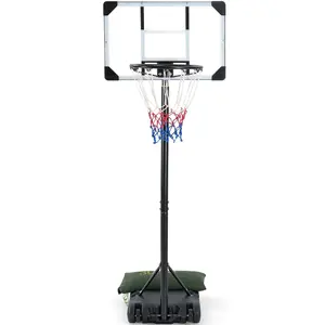 Naipo 28In Basketball Hoop Basketball Goal System Height Adjustable 5.1Ft to 7Ft Court for All Age Ranges Indoor Outdoor Use