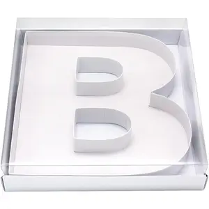 12.5" Cardboard Fillable Letter Mache Charcuterie Sweets Candy Decorative Box with Clear Lid (White, B)