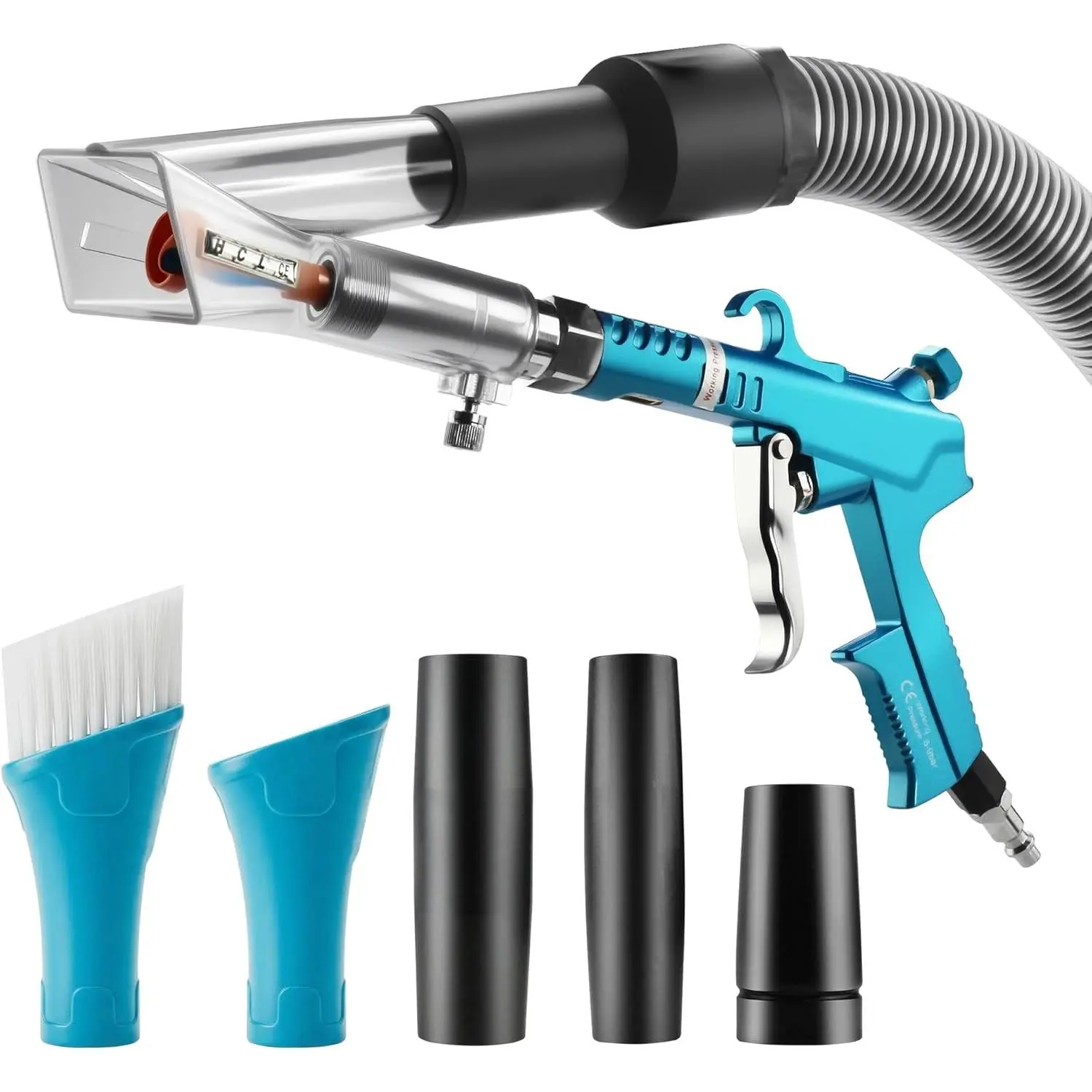 2IN1  Interior Detailing Air Blow  & vacunm  with Adjustable Air Flow Nozzle,Cleaning   Blasts Dirt and Dust from Surface Works with Air Compressor(Upgrade Rotate Tube) Blue