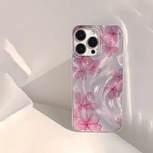 Large-hole feather mesh silver shell creative floral pattern phone case suitable for multiple iPhone models