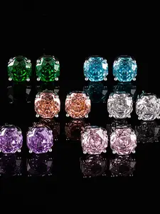 Shimmering Octagonal Rose Cut Earrings, Deep High Carbon Drill, Sweet Jewelry, Elegant Ear Accessories