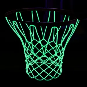 Glow Basketball Net Outdoor 12 Loops Luminous Basketball Nets Heavy Duty Net Replacement Anti Whip  Weather Nylon Light-Up Accessories for Pool  (White)