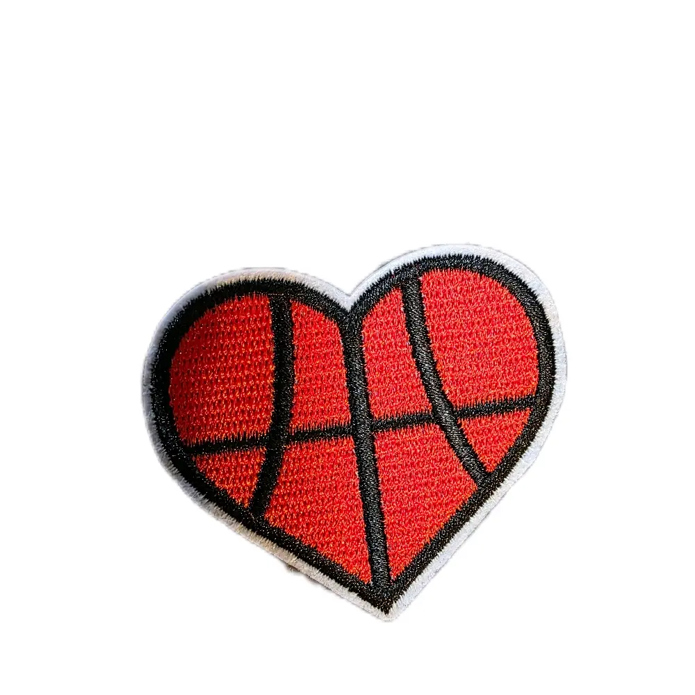 Basketball Heart Iron-On Embroidery Patch, Women's Style Piece, Fun Gifts for Sewing & Fabric Embellishments