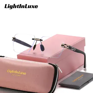 LightInLuex Unisex Classically designed Frameless Plano Glasses Reading Square Frame Plano Glasses
