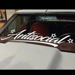 Antisocial Windshield Banner Decal, The perfect size and look for your Honda, VW, or JDM drift racecar. Available in multiple colors and sizes. Fits any vehicle, including Dodge, Ram, Chevy, and Ford Gift For Him - Gift For Her - All Weather Vinyl