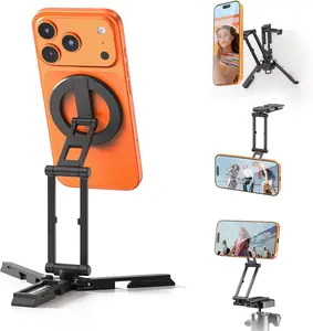 ​Ulanzi SK29 Foldable Phone Stand with Magnetic Ring / Phone Clip Mount Tripod Selfie Mantis Mode with Uka QR Plate Bottom