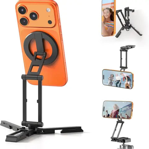 Ulanzi SK29 Foldable Smartphone Stand - Portable Selfie Accessory with Clip/Magnet Design, Adjustable Legs, Magnetic Ring, Uka QR Plate, Selfie Mantis Mode, Tripod Mount for Content Creators, Cellphone & Smartphone Travel Accessories