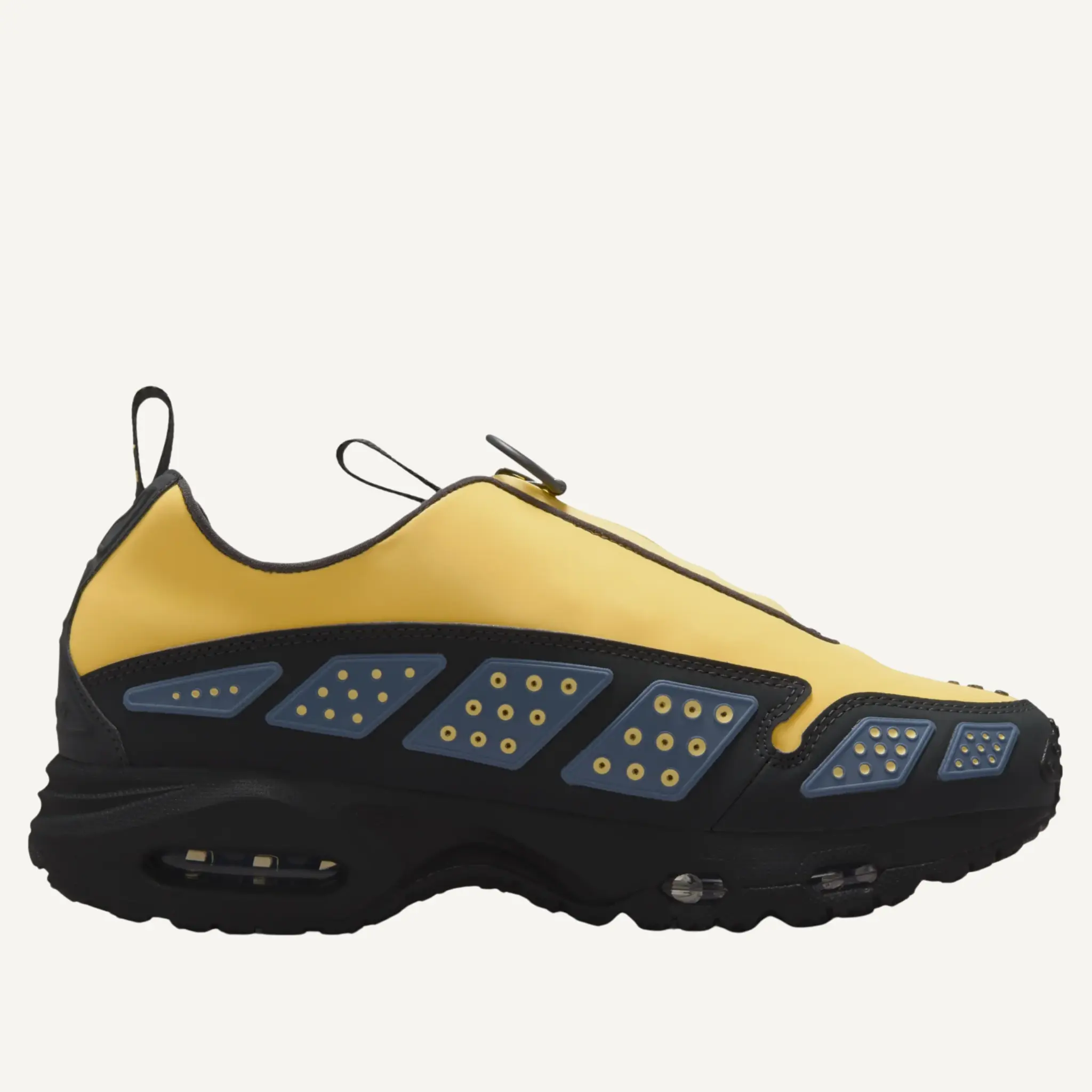 Women's Nike Saturn Gold Air Max Sunder Casual Sport Sneakers - HF1199-700, Diffused Blue Accents, Neoprene With Synthetic Overlays, Reflective Panels, Hidden '6453' Detail (No Lid), Rubber, Zip Shroud, Female Shoes