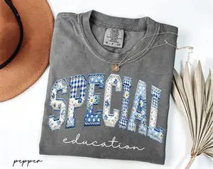 Comfort Colors Special Education Teacher Shirt, Floral Faux Patchwork SPED Teacher Tee, Neurodiversity Shirt, Autism Gift, Back To School