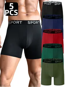 5 Packs Men's Underwear, Comfortable Soft Breathable Boxer Briefs, Ideal for Daily Wear, Lightweight & Moisture-Wicking Design