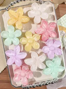 Daisy Hair Clip Set (10pcs) – Boho Blue Claw Clips for Women