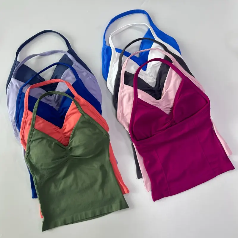 plus size sports wear New Releases Impact Longline Strappy Top Women Seamless Yoga Tank Tops Buit-in Bra Ruched Backless Gym Clothes Workout Top Camis