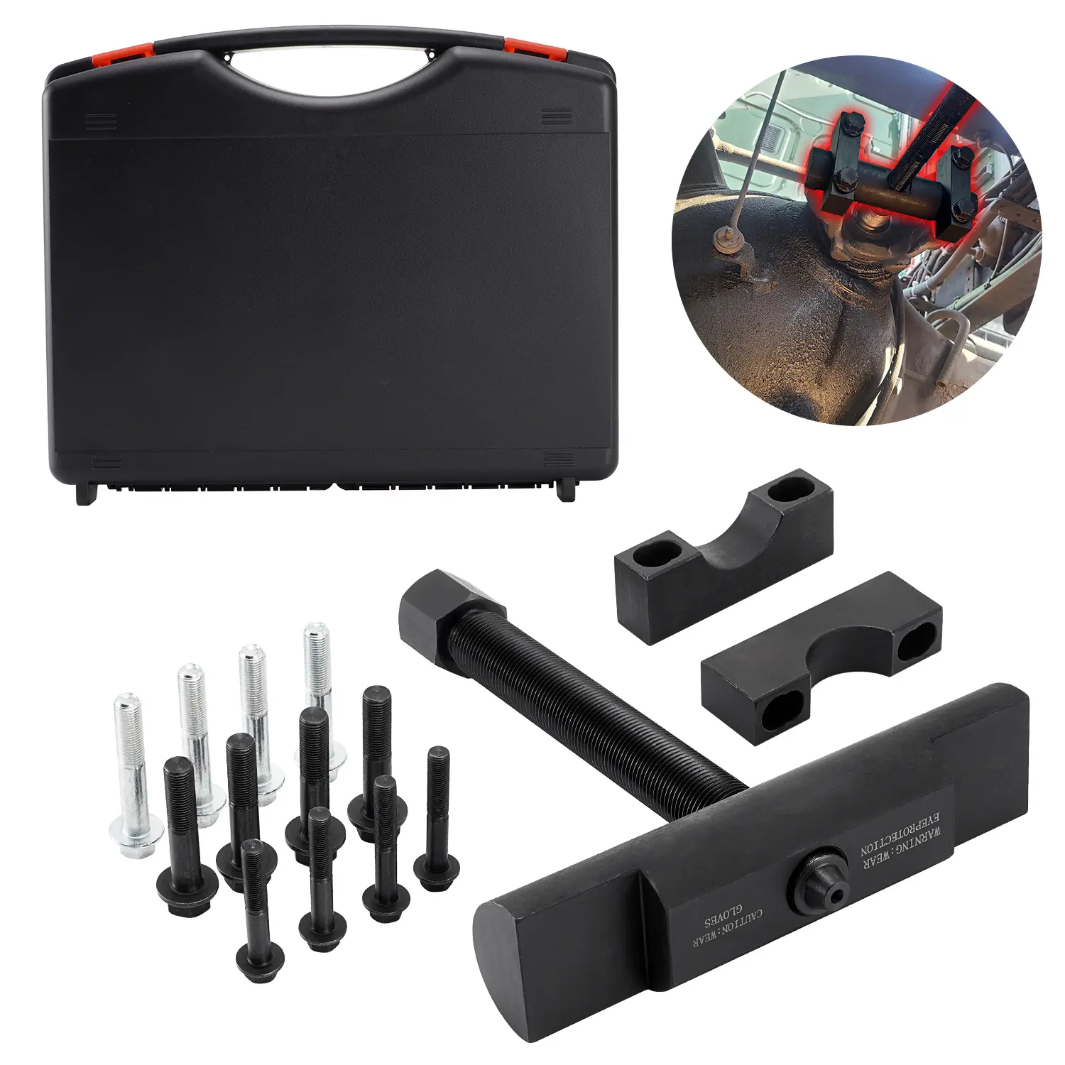 10803 Heavy Duty Yoke Puller - Hand Tool for Yoke Removal, Class 6-8 Semi Trucks & Equipment, Garage Vehicle Maintenance Tool, Full Set