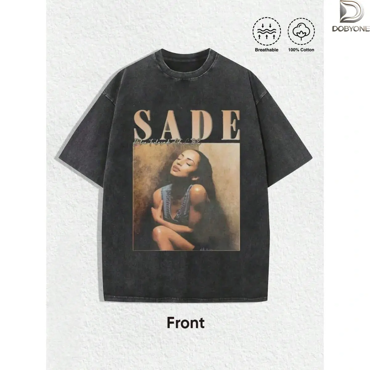 DOBYONE 1PCS Summer Tops, Y2K Swag Tee, Vintage Sade Graphic T-Shirt - Bohemian Retro Music Band Tee With Black & Golden Print, Spring/Summer/Fall Men Clothes, Regular Fit Shirt, Christmas & Halloween & Pride & Father's Day & Easter & Mother's Day