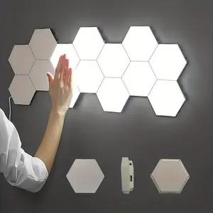 Ten Piece Remote Controlled Living Room Bedroom Background Touch Creative Lamp Honeycomb Lamp Hexagonal Quantum Lamp DIY White Sensitive Wall Lamp