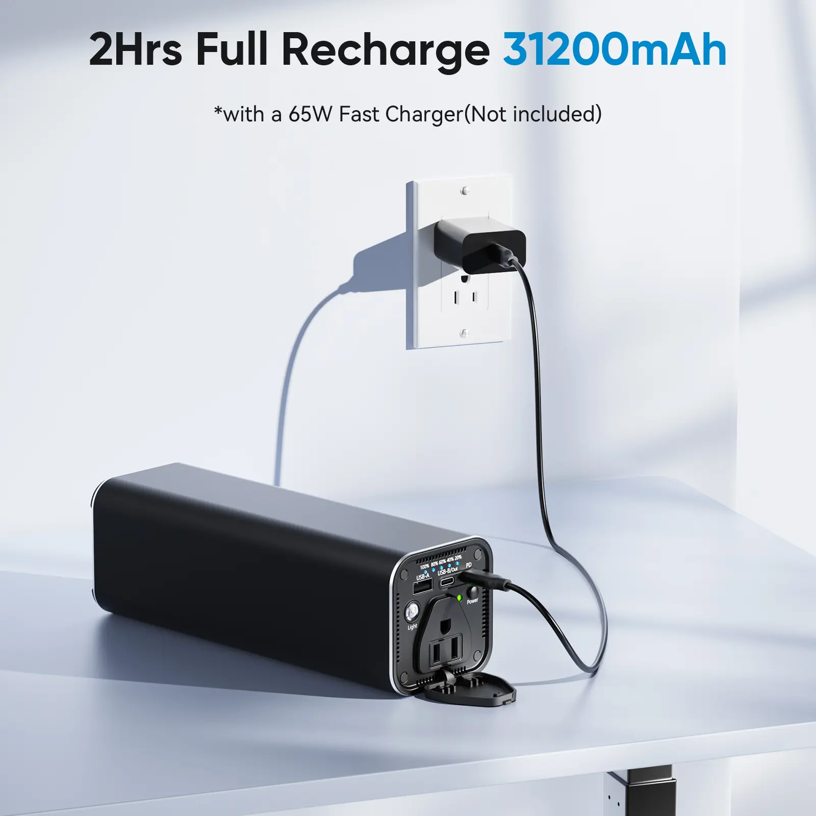 65W PD USB - C & 120W AC Outlet Portable Power Bank: 116Wh/31200mAh Laptop Charger Perfect for Travel and Outdoor Activities