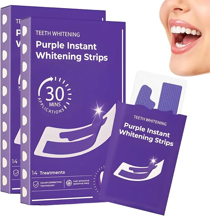 Peroxide-Free Teeth Whitening Strips 28 Strips Mint Flavor Whitening Kit for Sensitive Teeth,Instant Teeth Whitening and Fresh Breath