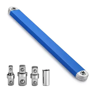 Impact Socket Wrench Set with Offset Extension and Adapter, Professional Heavy Duty Tool Kit, 3/8" Drive, Includes 1/2"/1/4"/3/8" Square Drive Sockets, 15" High Torque Impact Grade Wrench