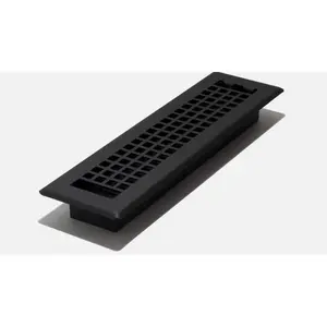 Grid Pattern Floor Register – 2" x 12" Black