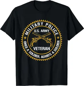 Military Police US Army Veteran Once A Soldier Always Gift Summer Casual Shortsleeve Cotton T-Shirt
