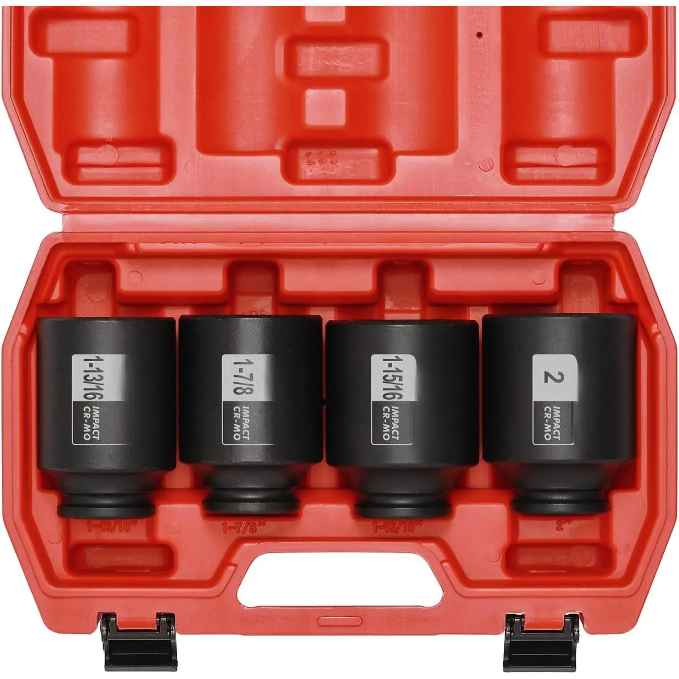 4 count 1/2" Dr. Deep  Socket Set, 1/2-Inch Drive Spindle Axle Nut  Socket Set, 1-13/16", 1-7/8", 1-15/16", 2", CR-MO, 6-Point, SAE