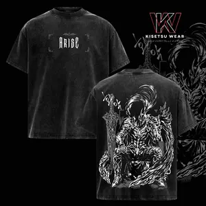 Igris Solo Leveling Vintage Washed Oversized T-Shirt – Dark Anime Graphic Tee, Anime Streetwear Unisex Shirt Menswear,Top,Apparel,Distressed,Stylish,Man,Tshirt,Streetwear,Oversized