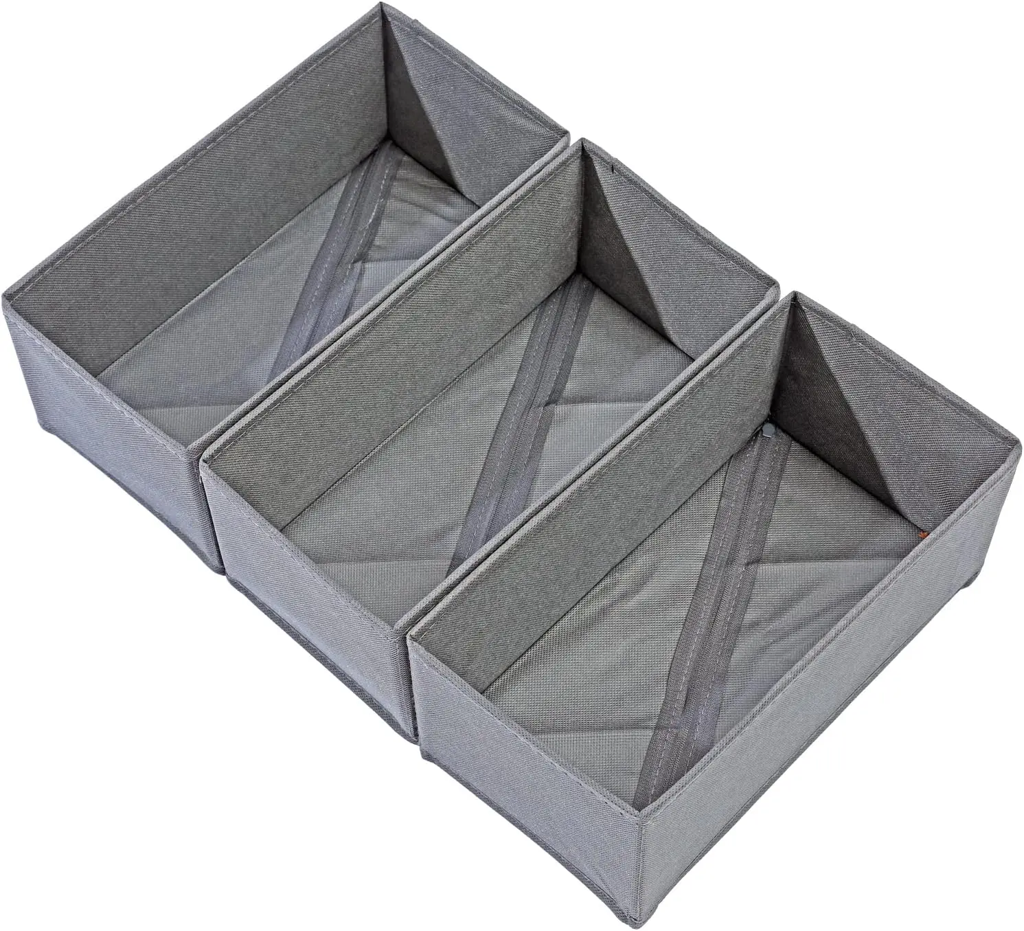3 Pcs Socks Drawer Organizer , 11'x5.5'x4.8', Small Collapsible Underwear Dividers, Closet Cabinet Dresser Storage Boxes for Socks , Handkerchiefs, Belts (Grey)