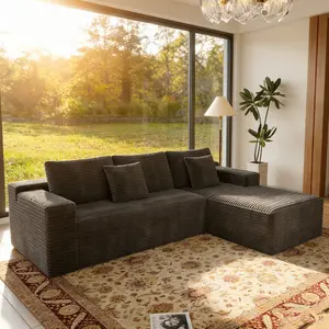 104.3*68.9"Modular sectional sofa seat,Upholstered compressed couch for living room,Bedroom,Apartment,No assembly required,2PC free combination,Plush corduroy fabric