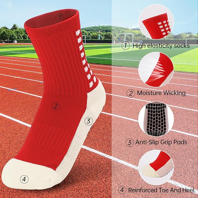 STANDWAY 2 Pairs Football Socks For Men & Women - Specially designed for men and women football matches, non-slip and comfortable, breathable and sweat-absorbing to keep feet cool. Also suitable for basketball, badminton, and various other sports.