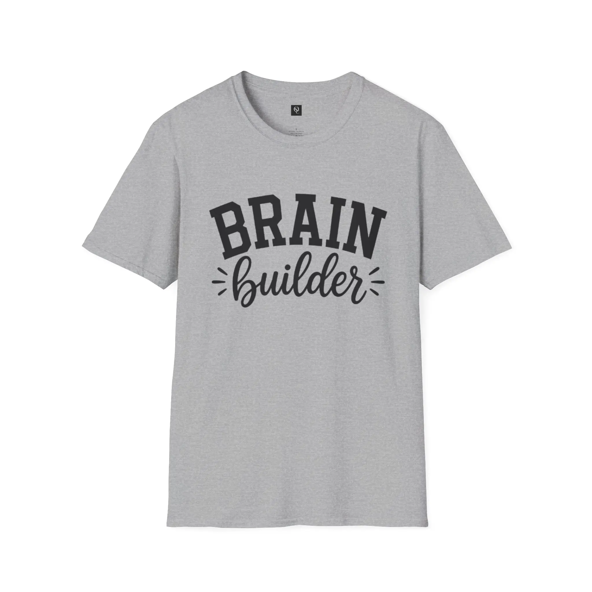 Men's Brain Builder Graphic Tee, Collegiate Style Short Sleeve Shirt in Soft, Smooth, Breathable 100% Cotton, Shortsleeve, Drape, Fabric, Graphics, Casual, Round Neck, Ribbed
