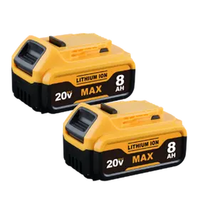 DeWalt 20V MAX XR Cordless Power Tool Replacement Batteries - 2-Pack 8.0Ah High-Capacity Lithium-Ion, with LED Fuel Gauge, Compatible with DCB200 Power Tools