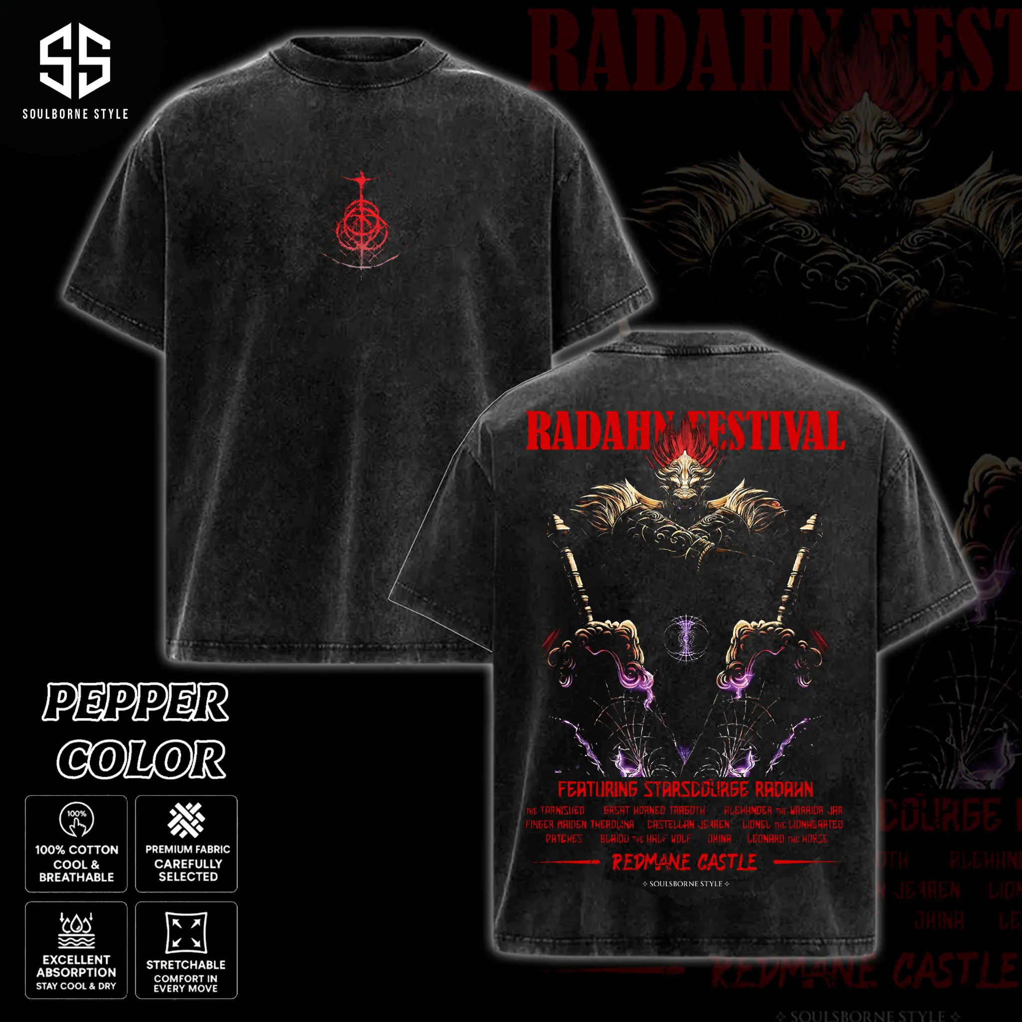 [Soulsborne Style] Vintage Starscourge Radahn – Elden Ring Unisex Comfort Colors T-shirt, Soulsborne Gaming Apparel, Soulslike Shirt, Video Game Clothes, Boy Merch, Gift For Him, Gift For Her, Cotton Crewneck Top Clothes Streetwear