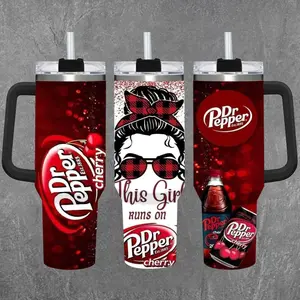 Dr Pepper Cherry 20oz & 40oz Skinny Tumbler – This Girl Runs On Dr Pepper Cherry Stainless Steel Travel Mug, Red Plaid Glitter Cup, Soda Lover Gift For Women