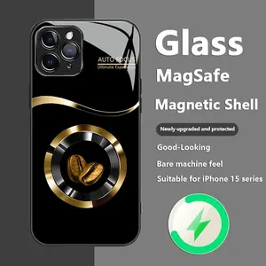 Suitable for [iPhone 11 Pro] New high-end creative coffee bean theme mobile phone protective case luxurious simple black paint frame magnetic charging glass affordable anti-fall anti-fingerprint mobile phone protective case-995
