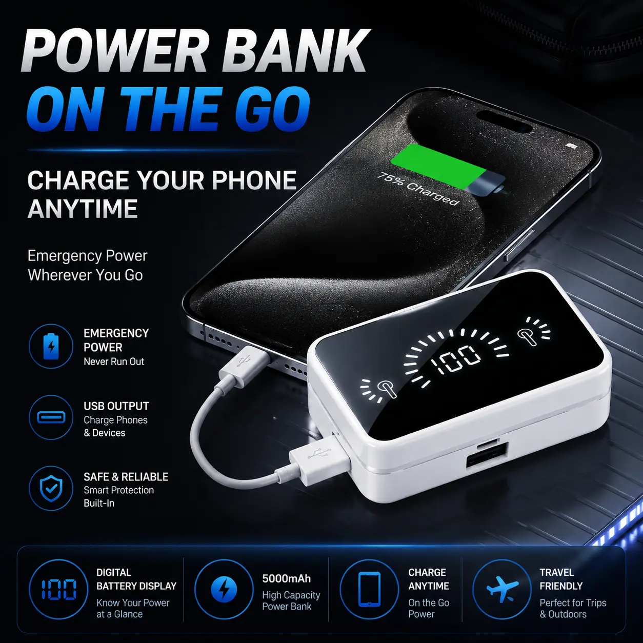 GREATWALL These Smart Screen Earbuds Are More Than Earphones – Mirror Display Charging Case, Built-in Power Bank, Premium HiFi Sound Wireless Headphones Audio Chargeable